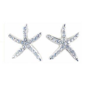 Starfish Crystal Silver Stud Earrings
